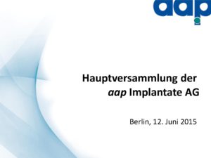 Hauptversammlung 2015 vom 12.06.2015