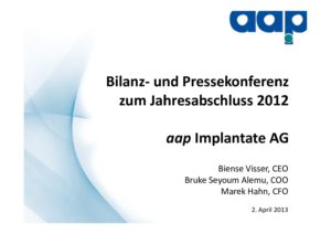 Telefonkonferenz zum Jahresabschluss 2012 vom 02.04.2013