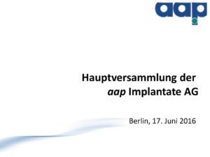 Hauptversammlung 2016 vom 17.06.2016