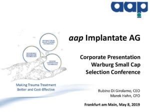 Warburg Small Cap Selection Konferenz in Frankfurt am Main vom 08.05.2019