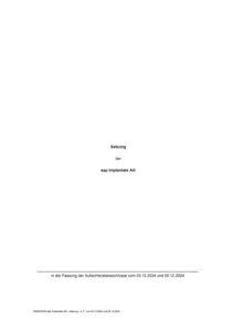 Satzung aap AG i.d.F. 03. und 05.12.2024